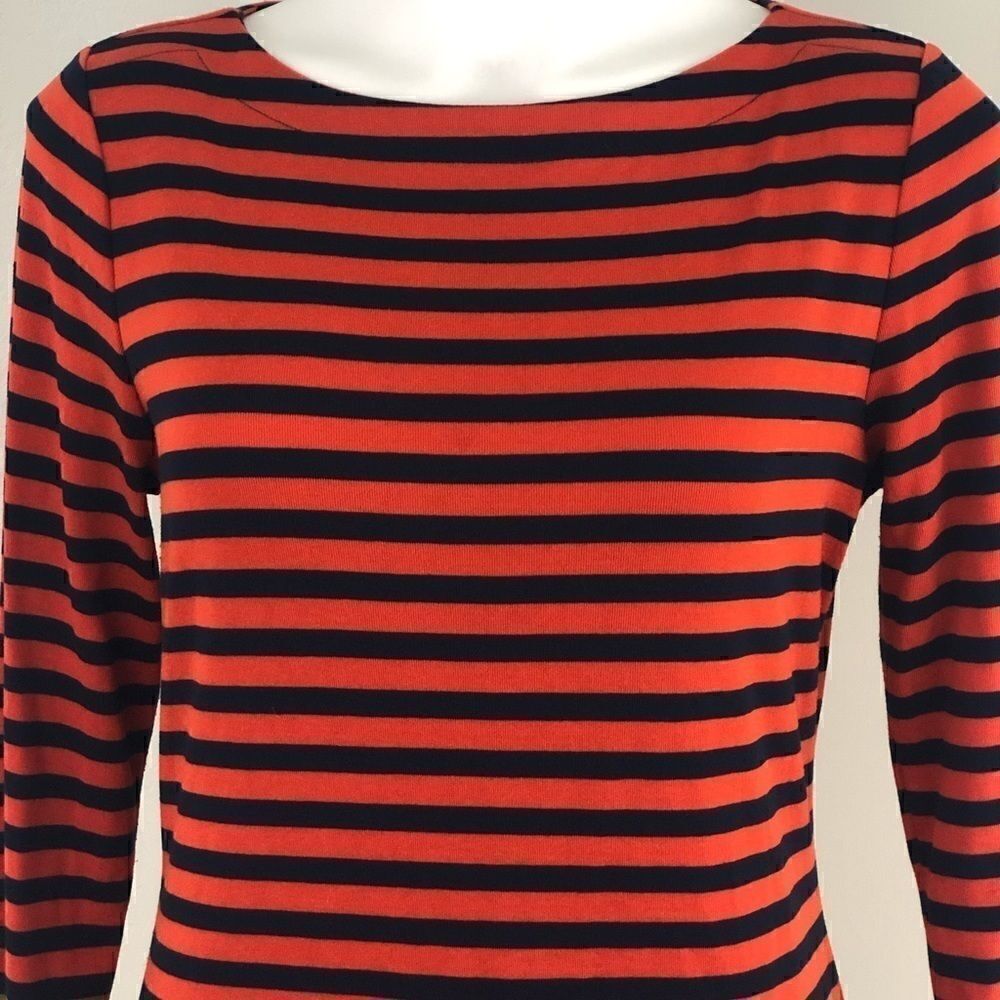 The Limited  medium orange navy striped top